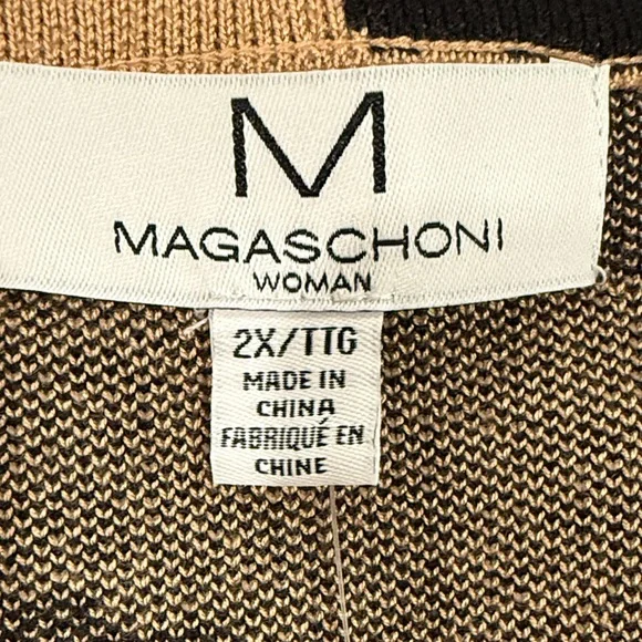 NWT Magaschoni Camel and Black Leopard Print Long Cardigan - Picture 4 of 5